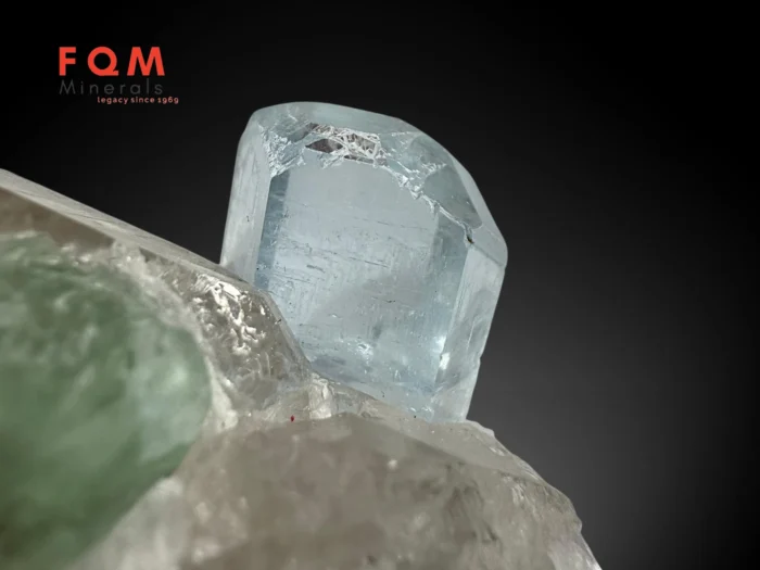 Diamond-Cut Termination Aquamarine with Green Fluorite & Gwindle-Style Quartz - Image 10