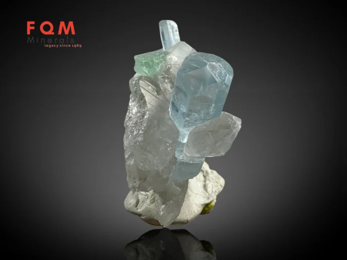 Diamond-Cut Termination Aquamarine with Green Fluorite & Gwindle-Style Quartz - Image 7