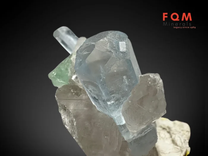 Diamond-Cut Termination Aquamarine with Green Fluorite & Gwindle-Style Quartz - Image 5