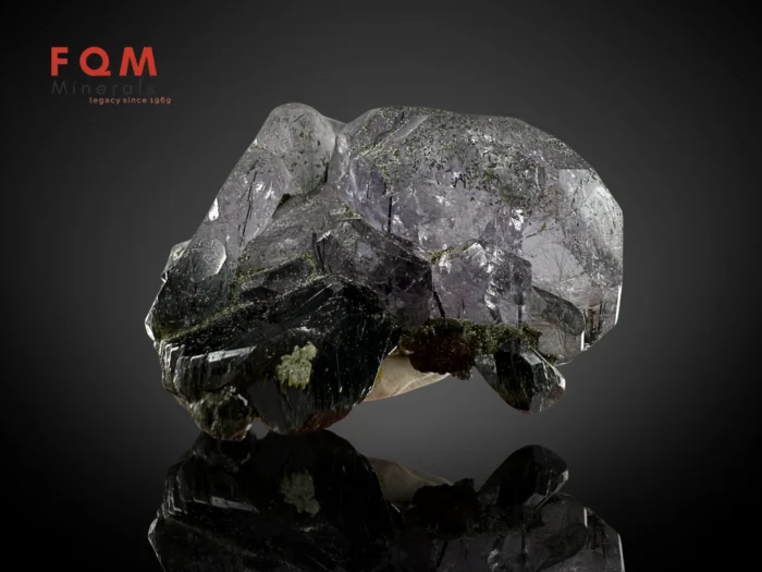 Rare Purple Apatite with Green Byssolite Inclusion Bunch Crystal - Image 4