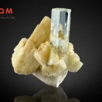 Etched Termination Aquamarine with Spessartine Garnet on Star Feldspar