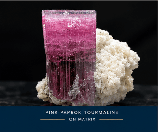 Pink Paprok tourmaline on matrix naturally associated with white albite
